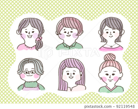Illustrations of various types of cute women 92119548