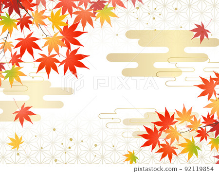 Japanese frame of autumn leaves / background_luxury_hemp leaf 92119854