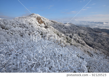 Snow scene of Okoyama Looking toward the summit from the small peak on the south side of Okoyama 92120523