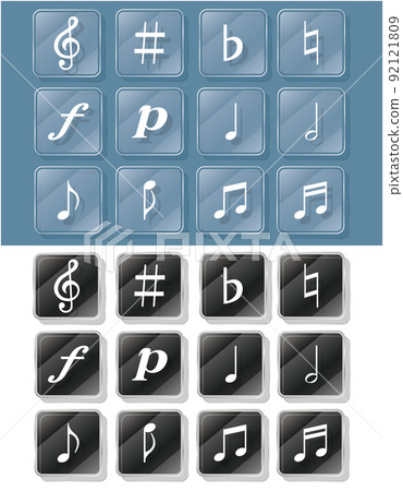 Music Icon Set Glass Glass Plate Symbol Balloon Simple Monochrome Music Icon Set Glass Glass Plate Symbol Balloon Simple Monochrome 92121809