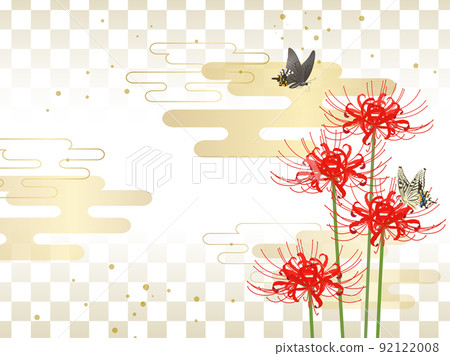 Background frame of cluster amaryllis and swallowtail butterfly _ luxury _ checkered 92122008