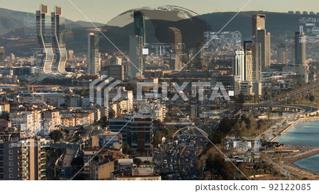 Smart city and communication network concept. 5G. LPWA Low Power Wide Area. Wireless communication. High quality photo 92122085