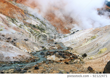 Noboribetsu Jigokudani, where steam rises from the sky in July, Noboribetsu City, Hokkaido 92122471