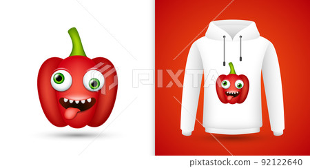 Red Bell Pepper on white sweatshirt hoodie. Vector Red Bell Pepper on white sweatshirt hoodie. Vector 92122640