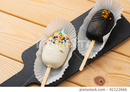 Cake pops in form of popsicle on stick Cake pops in form of popsicle on stick 92122666