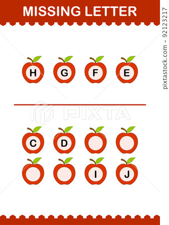 Missing letter with Apple. Worksheet for kids Missing letter with Apple. Worksheet for kids 92123217