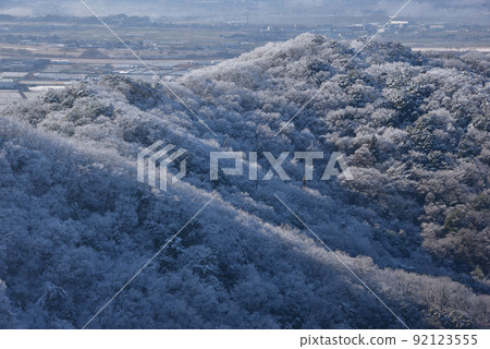 Snow scene of large and small mountains See the ridge that derives to the south from the small peak on the south side of the mountaintop Snow scene of large and small mountains See the ridge that derives to the south from the small peak on the south side of the mountaintop 92123555