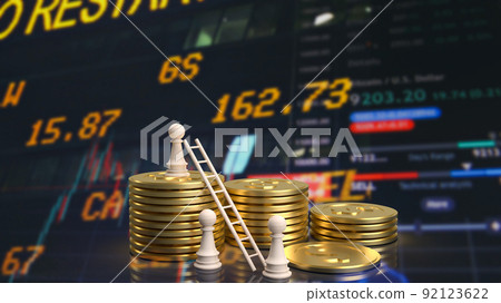 The wood chess and silver coins for business concept 3d rendering 92123622