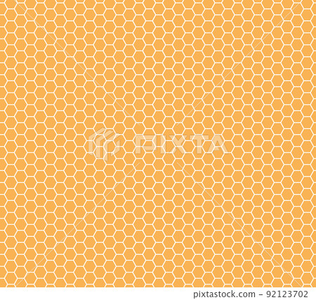 Hexagon honeycomb seamless pattern. Honeycomb grid seamless texture. Yellow hexagonal cell texture. Bee honey hexagon shapes. Vector illustration on white background Hexagon honeycomb seamless pattern. Honeycomb grid seamless texture. Yellow hexagonal cell texture. Bee honey hexagon shapes. Vector illustration on white background 92123702