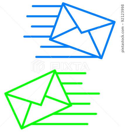 表示發送和接收帶有信封標記的電子郵件的圖標 表示發送和接收帶有信封標記的電子郵件的圖標 92123998