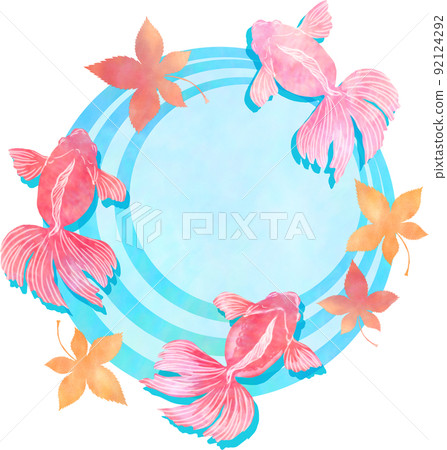 Goldfish, autumn leaves and ripples 92124292