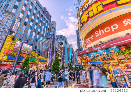 Tokyo cityscape of Japan 7th wave BA.5 Infection super explosion. There are no restrictions on actions, and there is a threatening flow in Kabukicho = July 17th 92124312