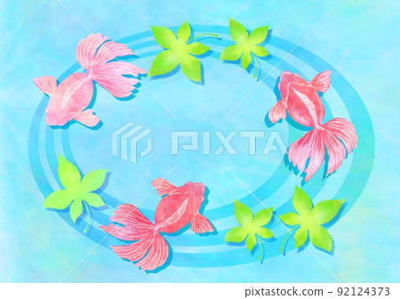 Goldfish, ripples and autumn leaves 92124373