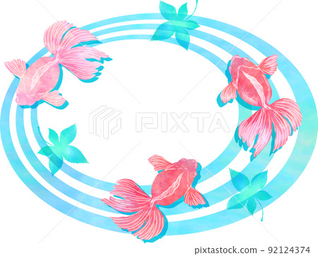 Goldfish, ripples and autumn leaves 92124374