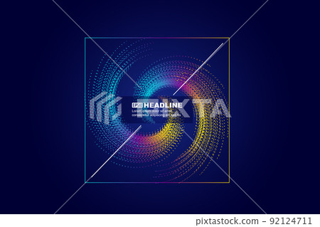 彩色螺旋線顆粒，抽象科技海報。 92124711