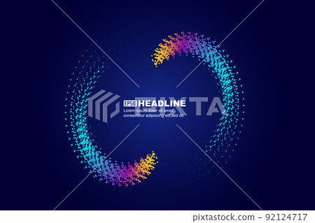 彩色螺旋線顆粒，抽象科技海報。 92124717