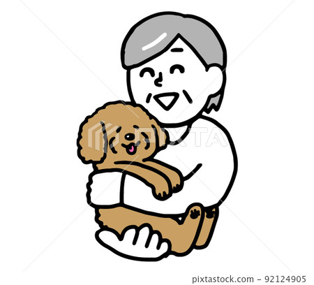 Senior woman holding a dog (simple) 92124905