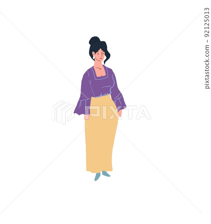 Flat cartoon woman character on empty background,family life social vector illustration concept Flat cartoon woman character on empty background,family life social vector illustration concept 92125013