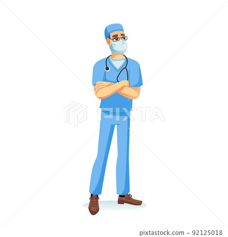 Flat cartoon doctor character with medical equipment,treatment and therapy vector illustration concept Flat cartoon doctor character with medical equipment,treatment and therapy vector illustration concept 92125018