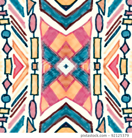 Seamless peruvian pattern. Hand drawn aztec illustration. 92125379