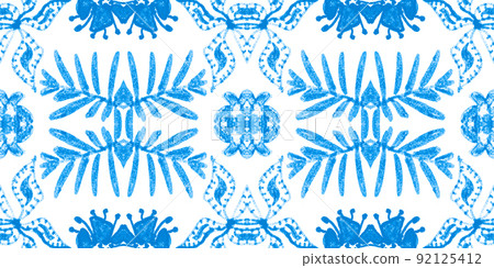 Flowers folk design. Seamless ethnic ornament. Hand drawn bohemian print. Flowers folk design. Seamless ethnic ornament. Hand drawn bohemian print. 92125412