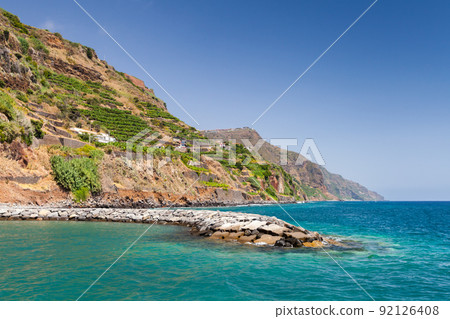 Swimming lagoon protected with stone breakwater Swimming lagoon protected with stone breakwater 92126408