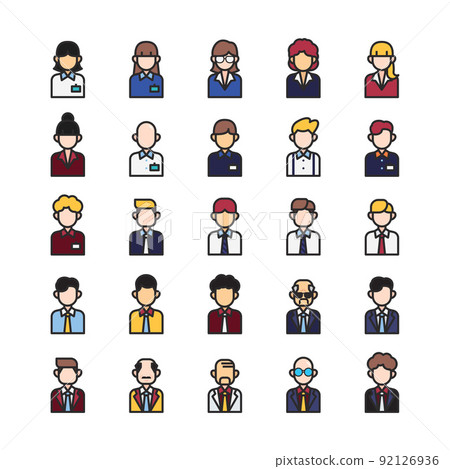 Business man flat icons set. office people outline icon collection, vector Business man flat icons set. office people outline icon collection, vector 92126936