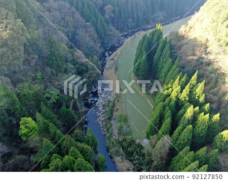 Aerial view of the Sasawara River in Nojiri, Yamato Town, Kumamoto Prefecture Aerial view of the Sasawara River in Nojiri, Yamato Town, Kumamoto Prefecture 92127850