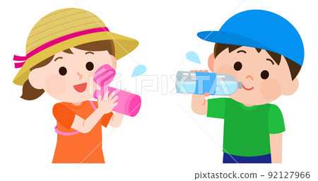Illustration of boys and girls hydrating 92127966