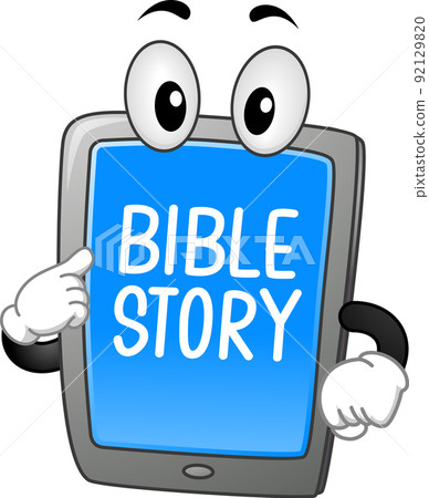 Mascot Tablet Bible Story Illustration Mascot Tablet Bible Story Illustration 92129820