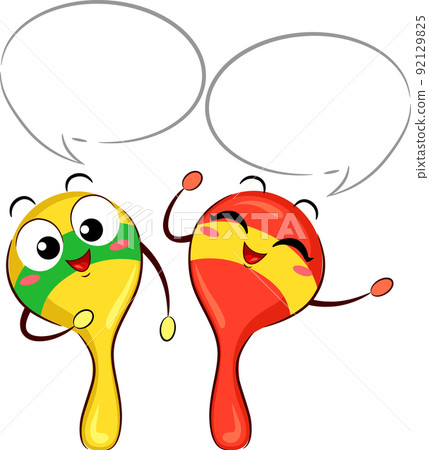Mascot Maracas Speech Bubble Illustration Mascot Maracas Speech Bubble Illustration 92129825