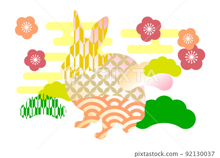New Year's card 2023 Illustration material of the year of the rabbit New Year's card 2023 Illustration material of the year of the rabbit 92130037