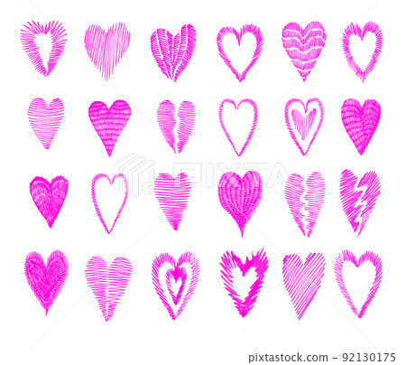 Pink elements set for Valentines design. Heart romantic illustration isolated on white background. Pink elements set for Valentines design. Heart romantic illustration isolated on white background. 92130175