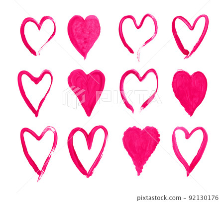 Pink elements set for Valentines design. Heart romantic illustration isolated on white background. Pink elements set for Valentines design. Heart romantic illustration isolated on white background. 92130176