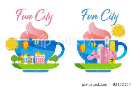 Fun cityscape and living scenery. Building and town planning where people can live brightly. 92132164