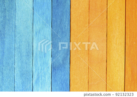 Bright background from blue and orange wooden planks Bright background from blue and orange wooden planks 92132323