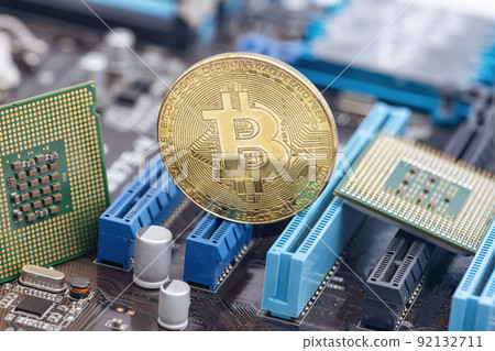 Concept : cryptocurrency mining with the help of computer equipment 92132711