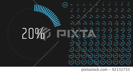 Set of circle percentage diagrams from 0 to 100 92132733