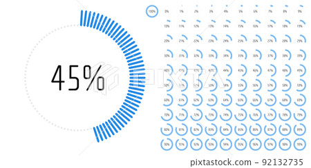 Set of circle percentage diagrams from 0 to 100 92132735