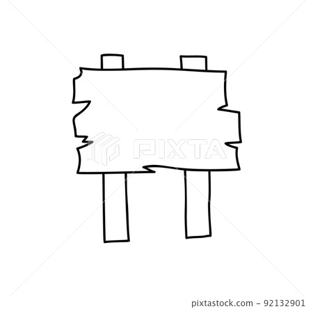 Wooden Vector hand drawn sign board. monoline element with place for text. illustration wood signboards plank road doodle style Wooden Vector hand drawn sign board. monoline element with place for text. illustration wood signboards plank road doodle style 92132901