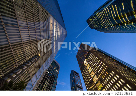 Tokyo cityscape of Japan The Korona-ka is still ... Shiodome office district (night view) = June 24 92133681