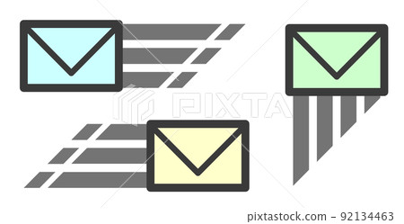 表示發送和接收帶有信封標記的電子郵件的圖標 92134463