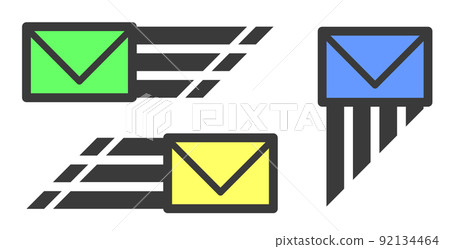 An icon that indicates the sending and receiving of emails with an envelope mark 92134464