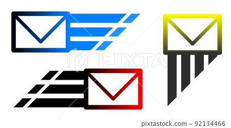 表示發送和接收帶有信封標記的電子郵件的圖標 表示發送和接收帶有信封標記的電子郵件的圖標 92134466