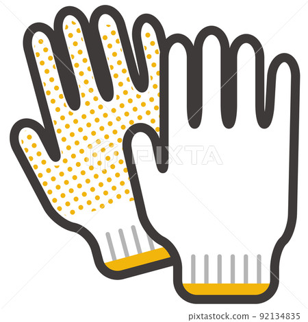Deformed icon illustration of a pair of work gloves 92134835