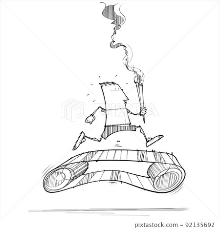 Man running on Treadmill with olympic Torch Man running on Treadmill with olympic Torch 92135692