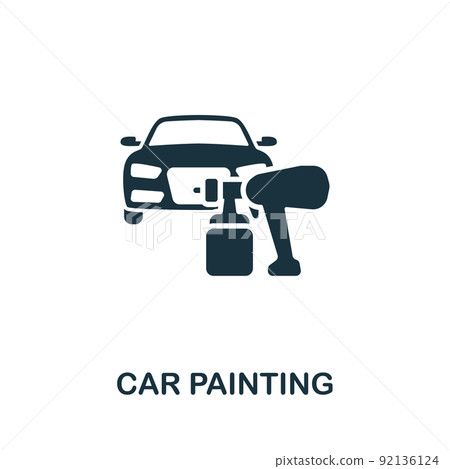 Car Painting icon. Monochrome simple line Car Service icon for templates, web design and infographics 92136124