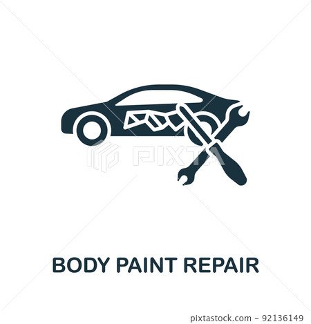 Body Paint Repair icon. Monochrome simple line Car Service icon for templates, web design and infographics 92136149