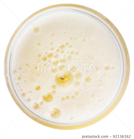 beer bubbles in Glass of light beer 92136162