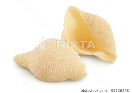 Conchiglioni italian pasta isolated on white background with full depth of field Conchiglioni italian pasta isolated on white background with full depth of field 92136268